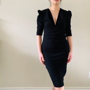 👚 3/$40 - Puff Sleeve Black Midi Dress